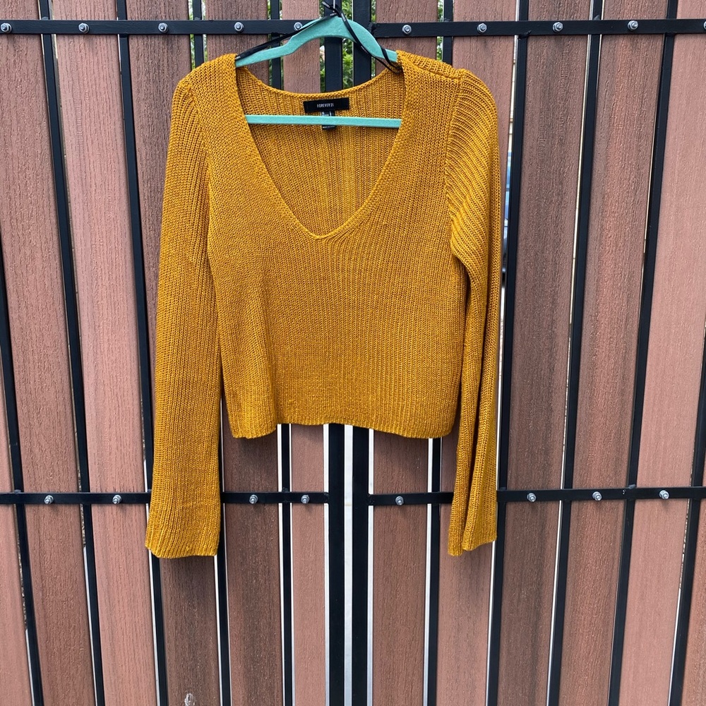 Mustard yellow bell sleeve sweater